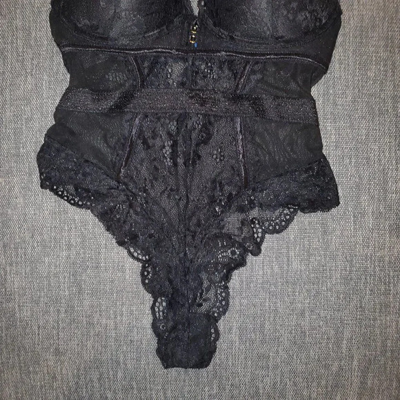 RACHEL Rachel Roy Black Lace Woman's Molded cup teddy Bodysuit Size XL - Picture 4 of 16